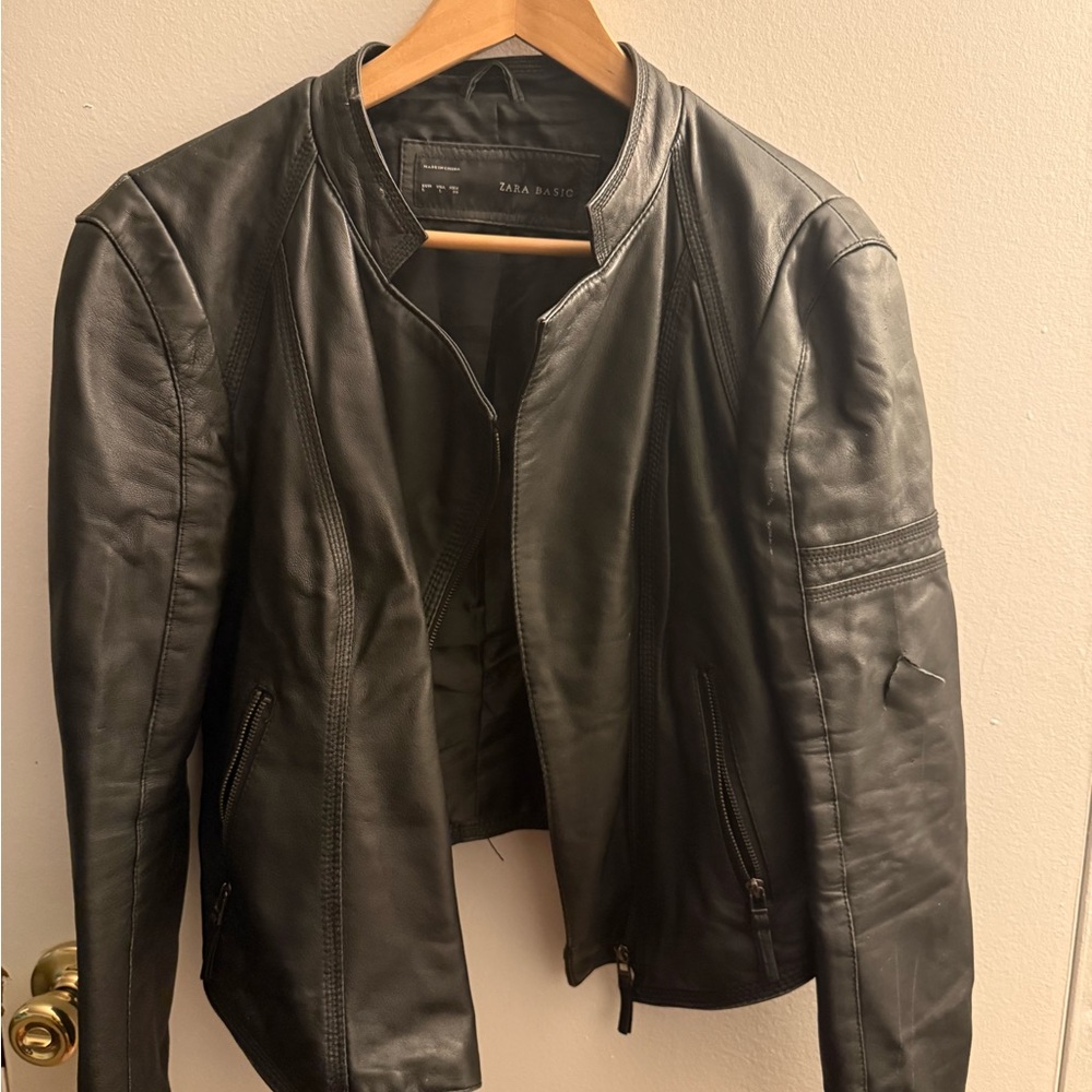 Zara Women's Black Leather Jacket